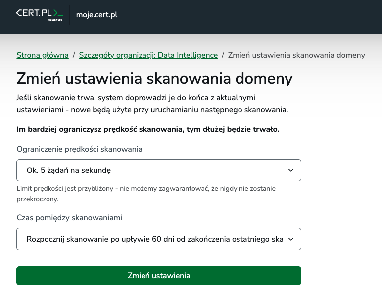 Ustawienia skanowania