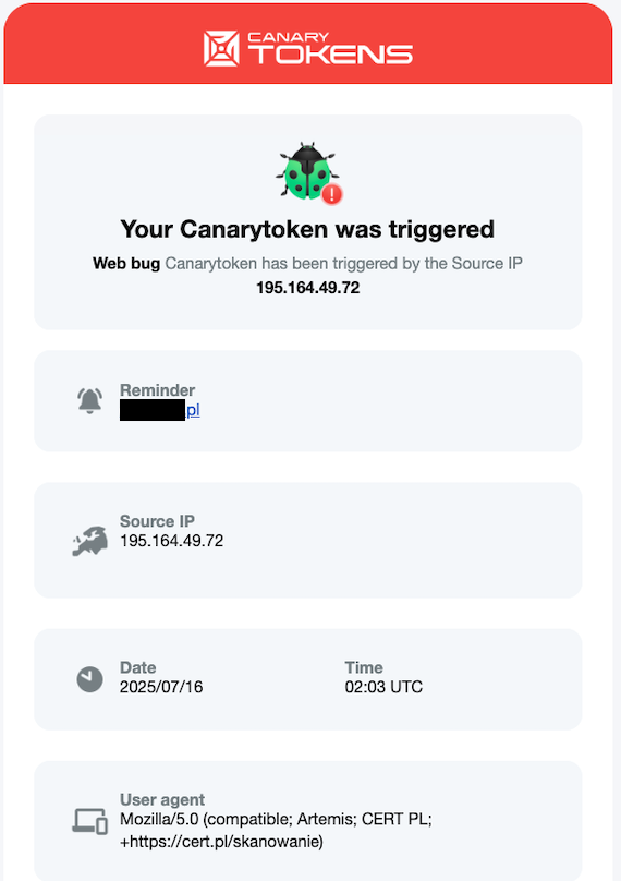 Alert Canary tokens